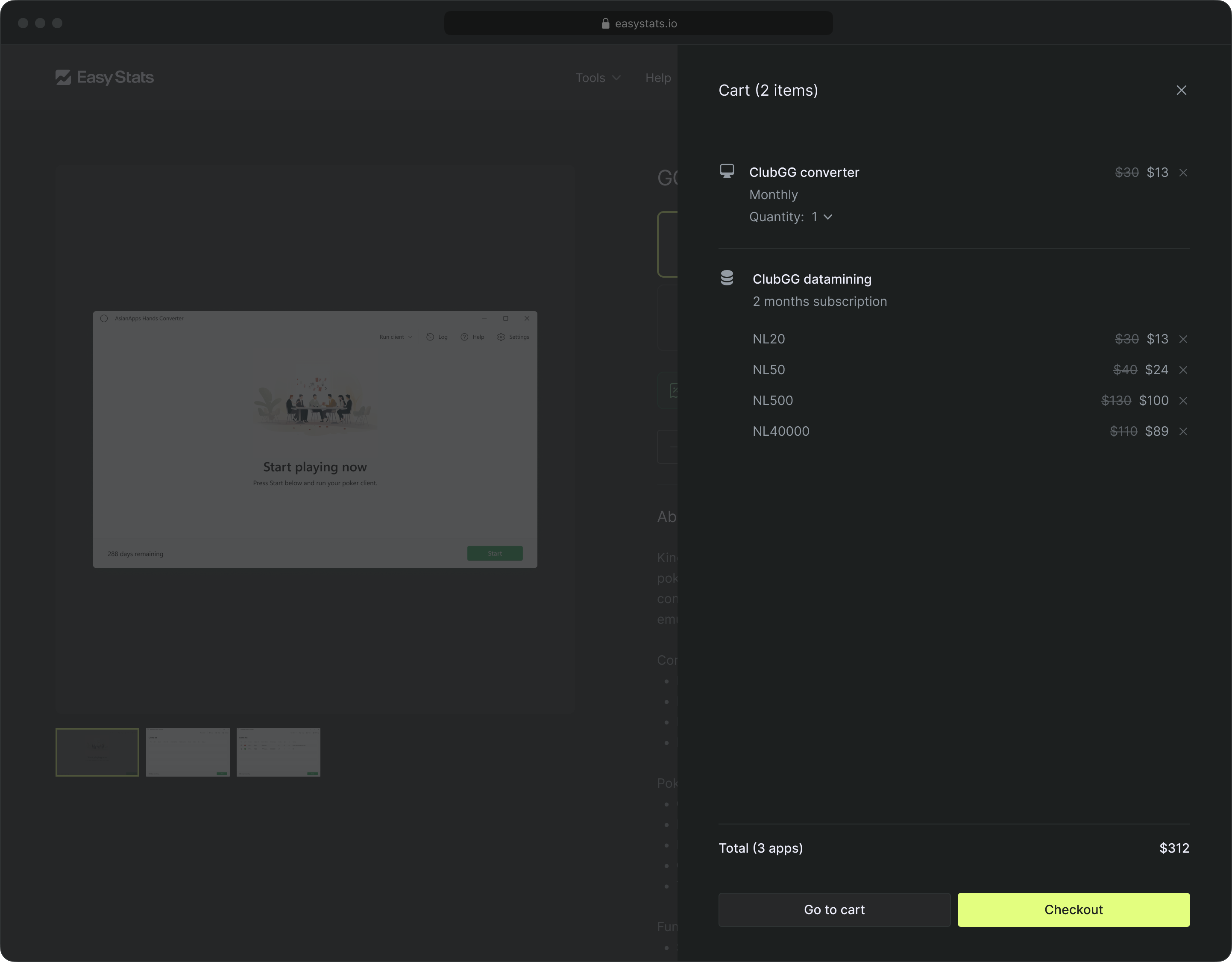 Reel of various screens of Easy Stats web app