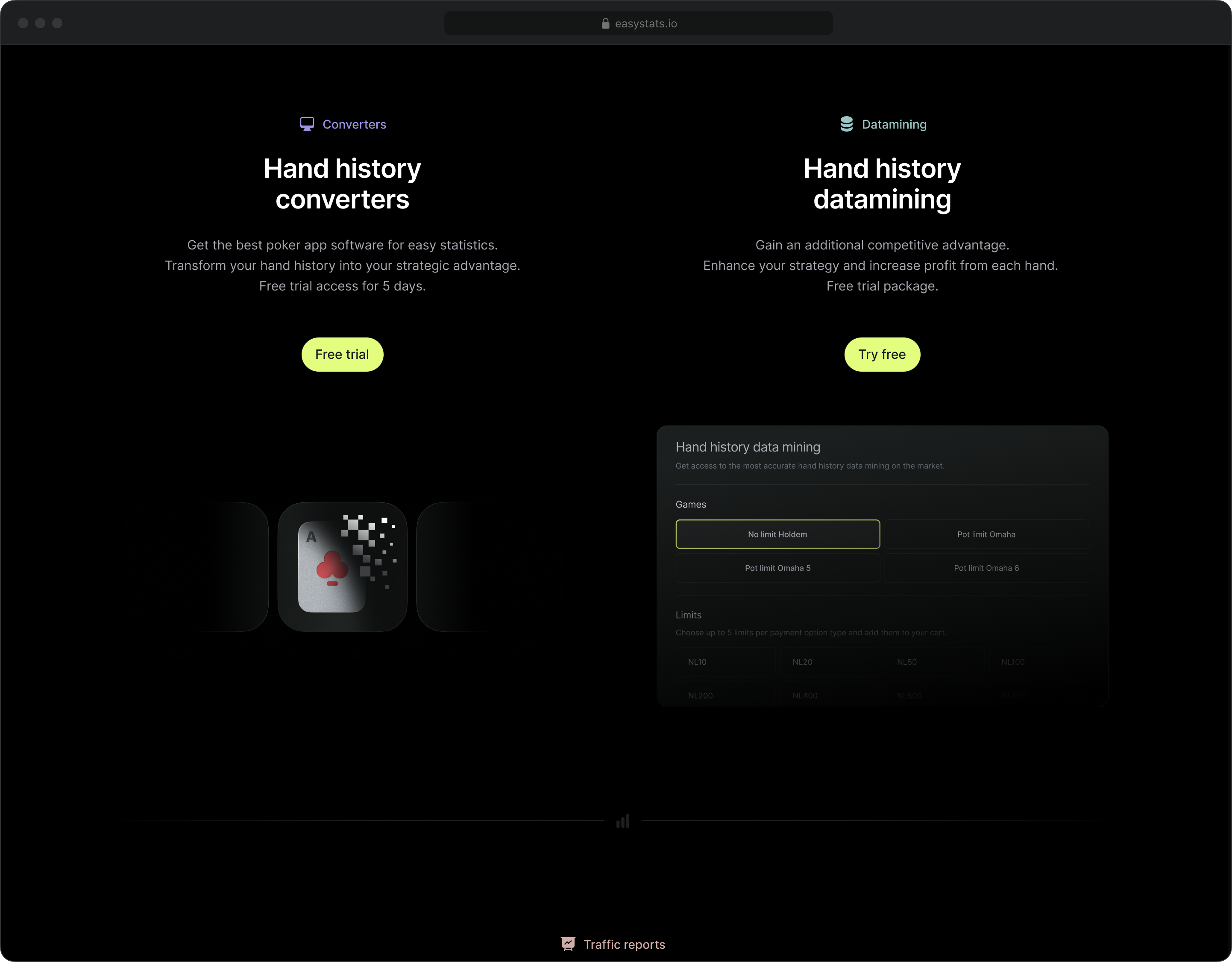 Reel of various screens of Easy Stats web app