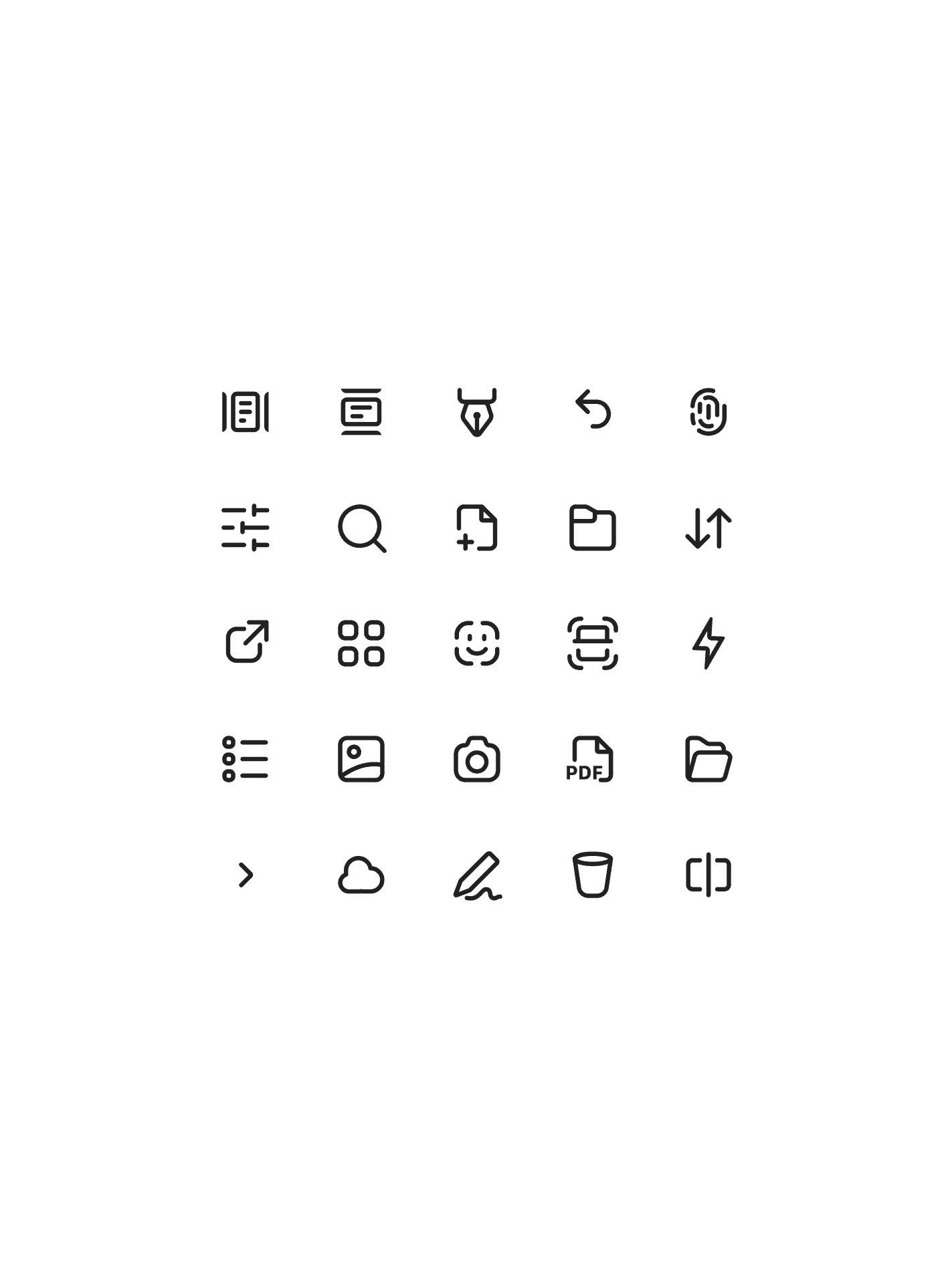 Some icons used in Signer app