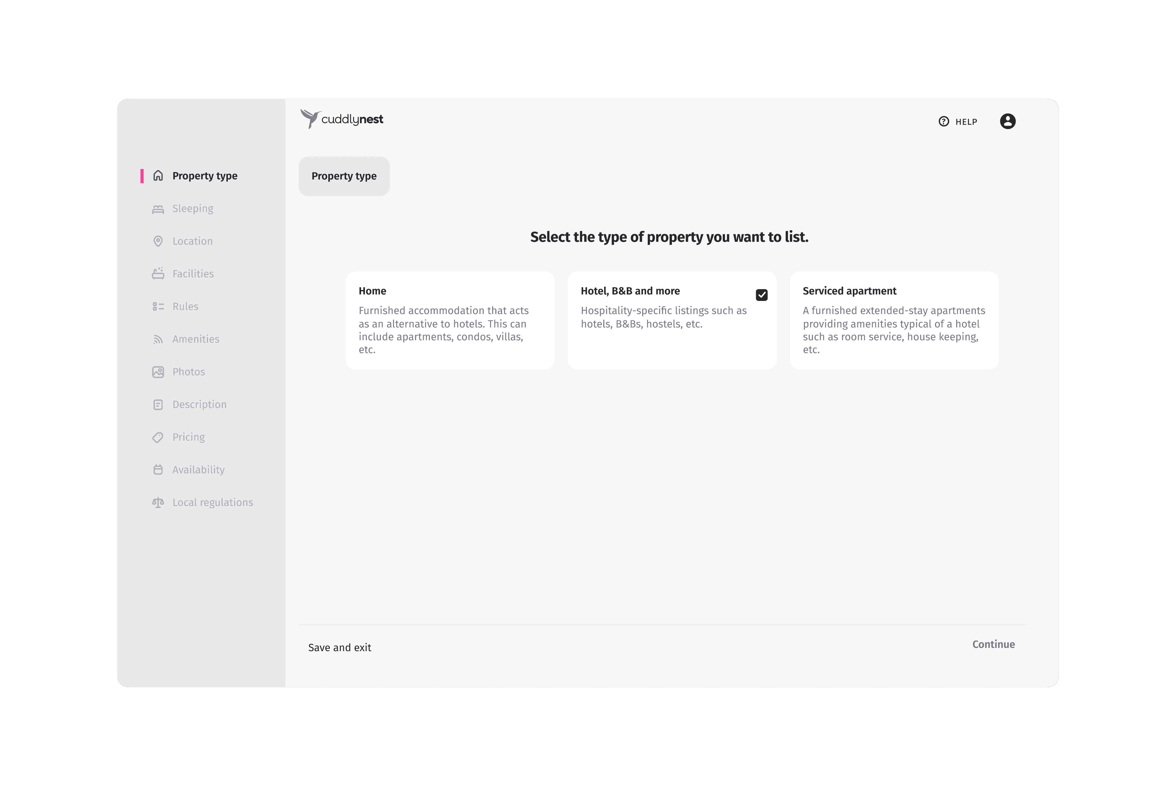 First step of listing new property