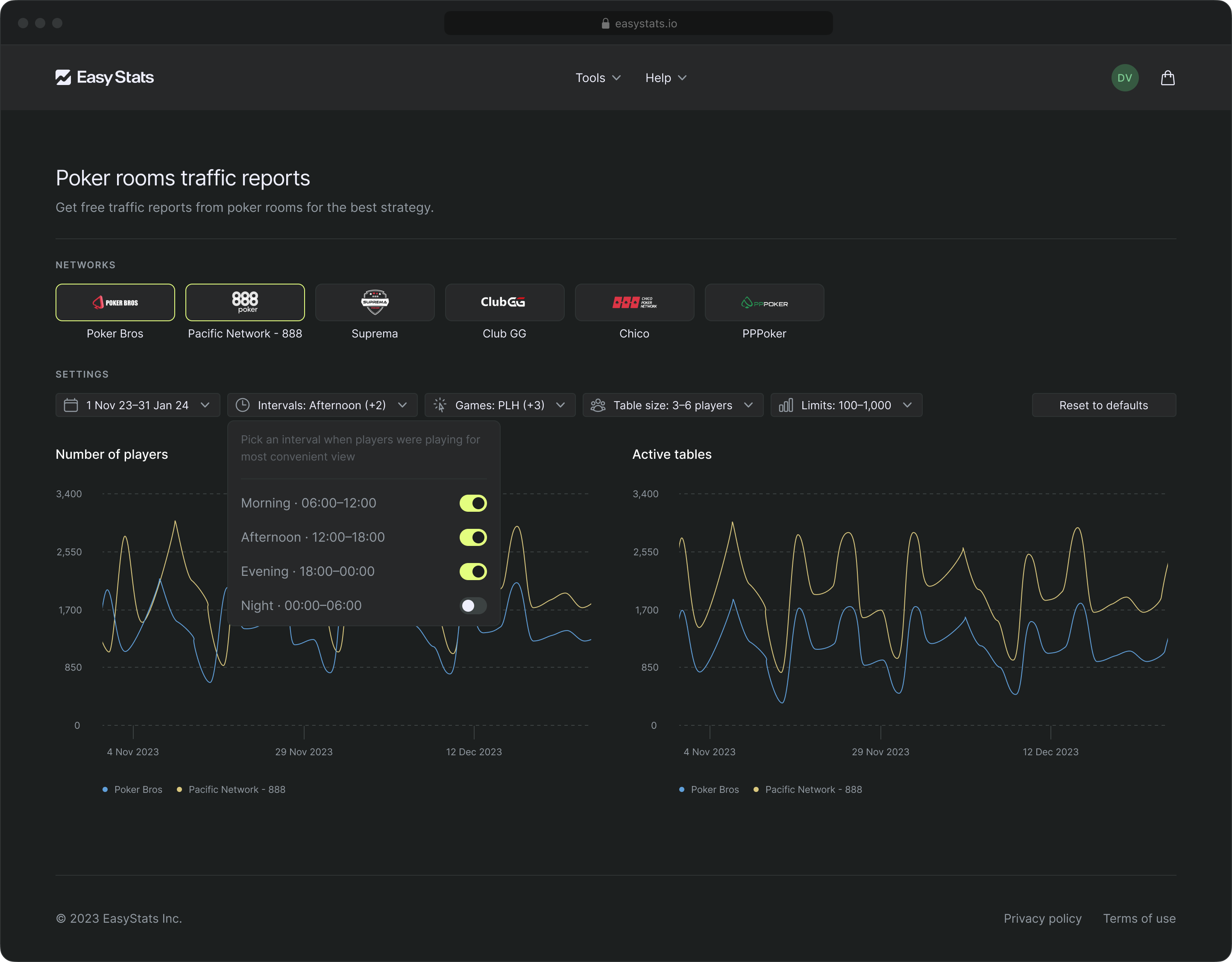 Reel of various screens of Easy Stats web app